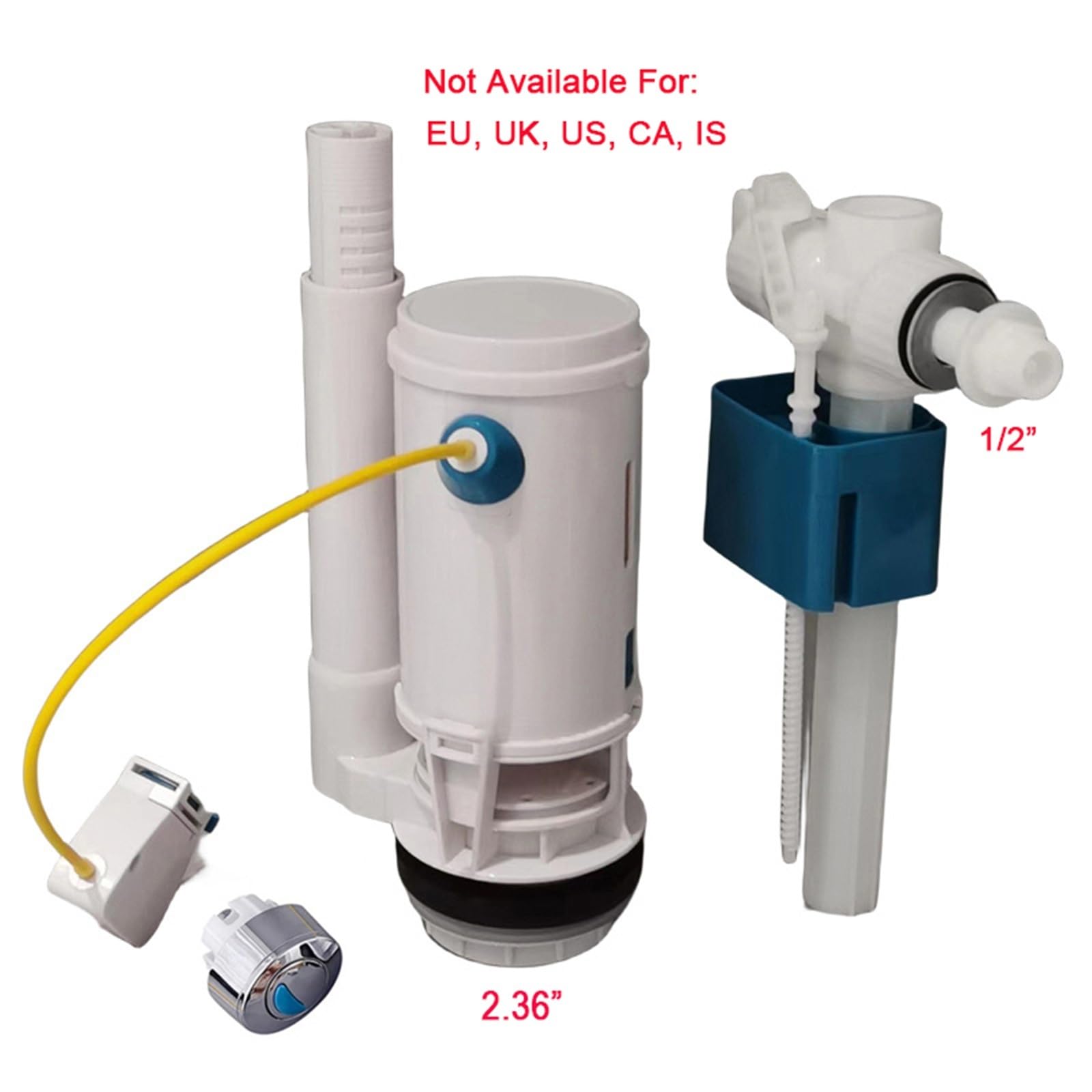 Válvula de descarga para cisterna de WC Toilet Tank Flush Valve Adjustable Flushing System wc Cistern Downloader Discharge(Side-in-set)