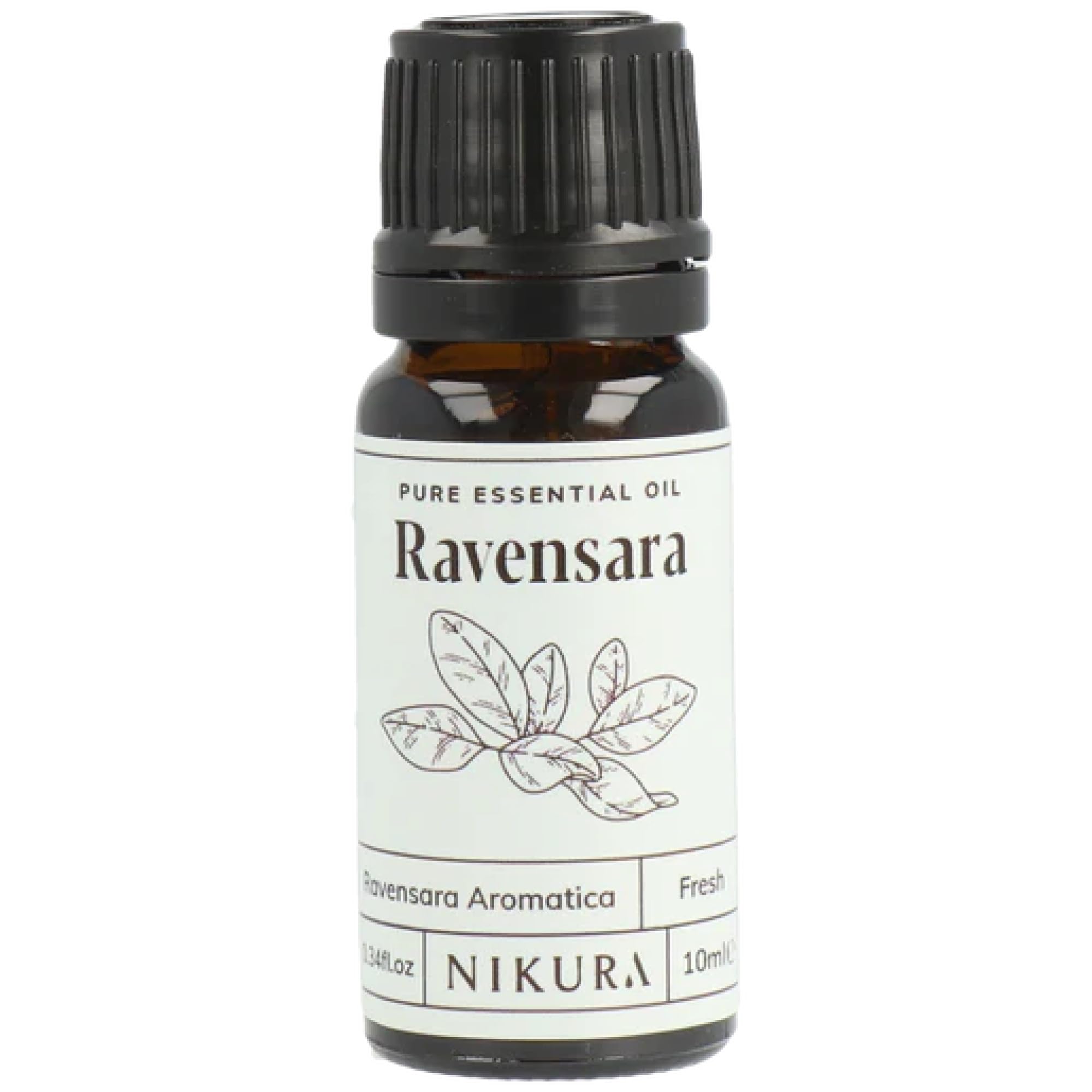 Nikura Ravensara Essential Oil - 10ml | 100% Pure Natural Oils | Perfect for Lifting Mood, Aromatherapy, Diffusers, Humidifier | Great for Clean Home, Massage, Hair | Vegan & UK Made
