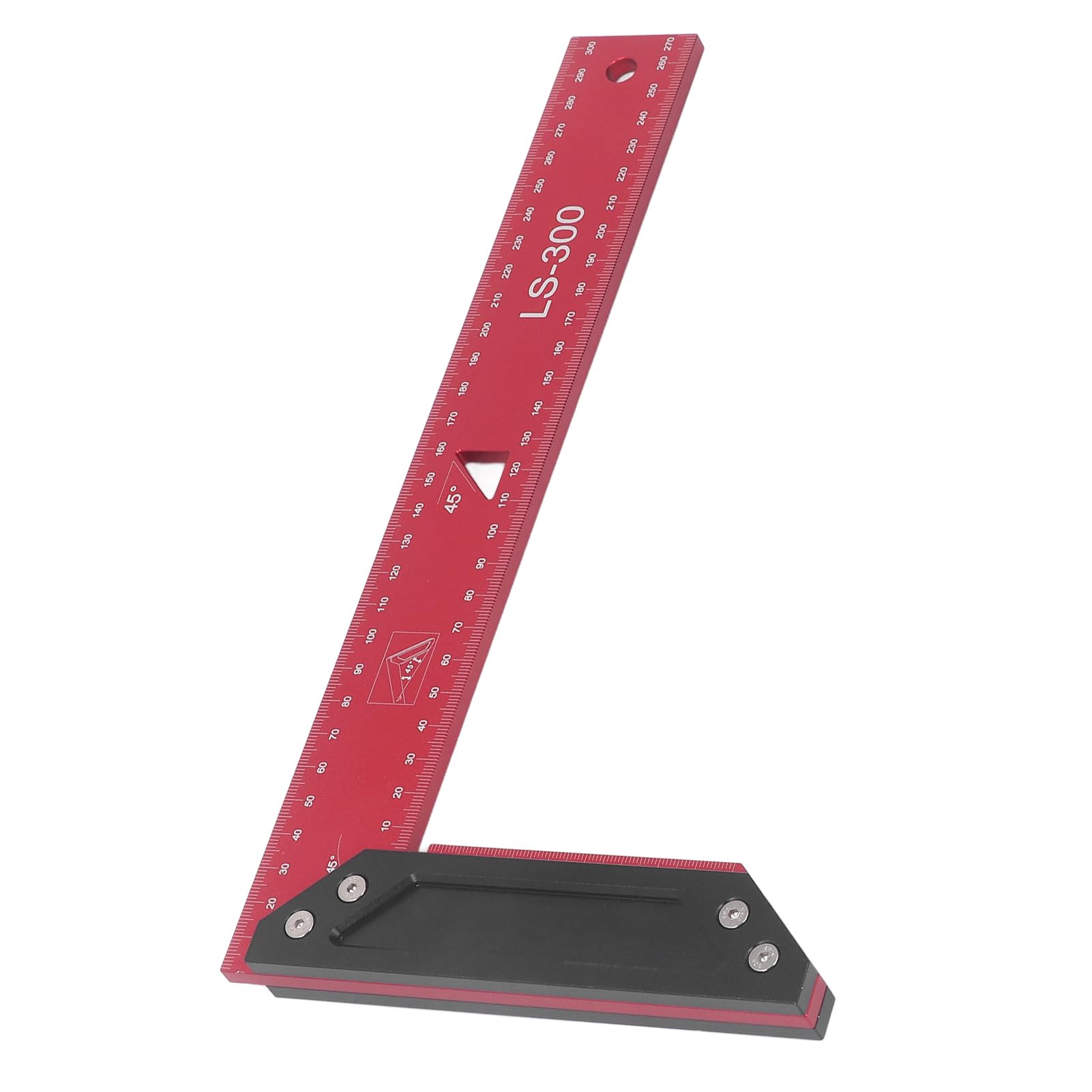 Regla de trazado para carpintería, aleación de aluminio, lectura precisa, doble medición, 300mm, rojo y negro para herramientas de carpintería