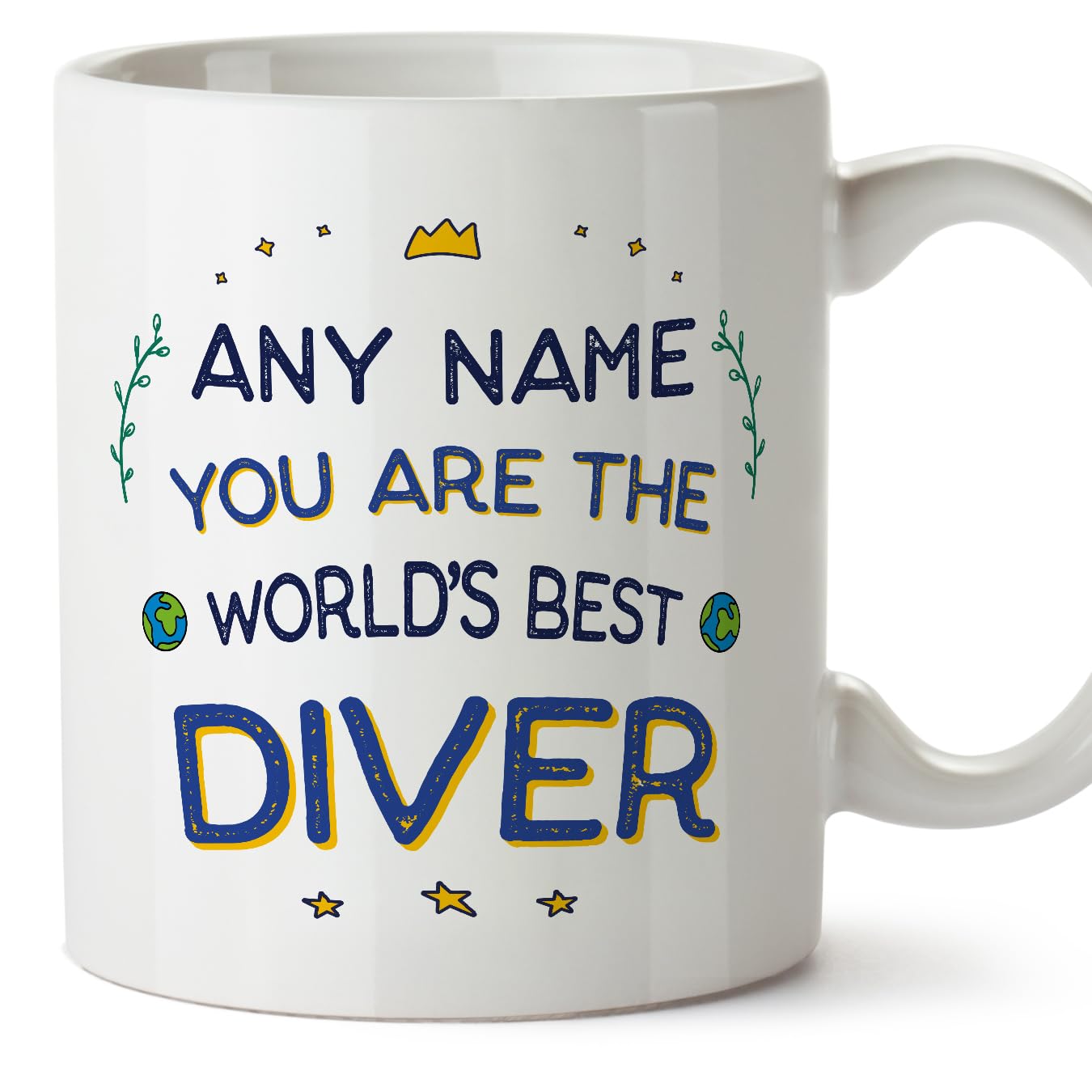 MUGFFINS Personalised Mug for Diver - in English - World's Best - Funny Custom Gift for Colleagues - Ceramic 11oz Mug