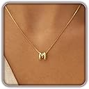 MARYLAX Bubble Gold Letter Necklace for Women, 14k Gold Plated Balloon Initial Necklace, Dainty Gold Necklace for Women, Personalized Bubble Pendant Name Necklace, Fashion Accessories Trendy Jewelry