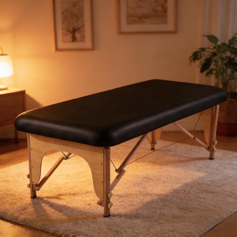 GORGECRAFT Housse de Table de Massage en Cuir PU Noir 1.95m x 90cm Imperméable Résistante à l'huile pour Spa Tatouage Épilation