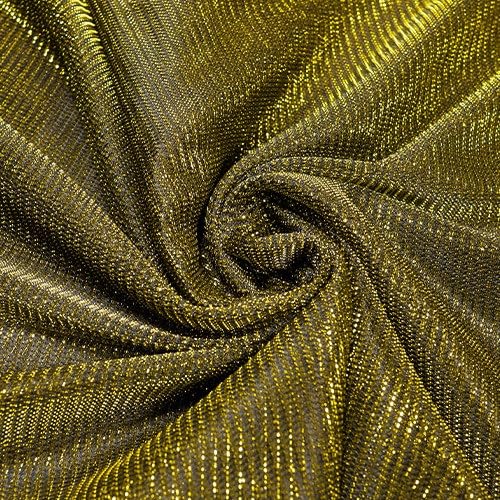 Chain Lurex Metallic Mesh Fabric, Lightweight Shimmering Synthetic, 150cm Wide, Supplied by the Metre (Gold, Per Metre (as one Continuous Length))