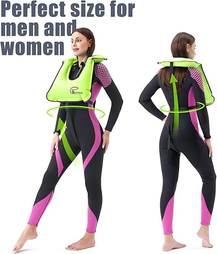 Miniatura 5 de Rrtizan chaleco salvavidas de lona inflable portátil para adultos unisex chaleco para esnórquel para bucear con seguridad