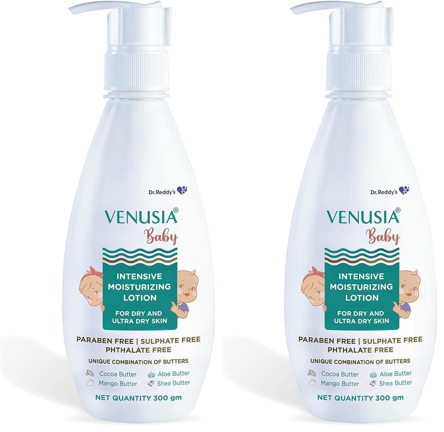 Dr. Reddy's Venusia Baby Intensive Moisturizing Lotion | Safe, Hydrating and Gentle | Goodness of Shea, Aloe, Cocoa and Mango Butter | Soothes Baby Skin | 300g (Pack of 2)-image-34