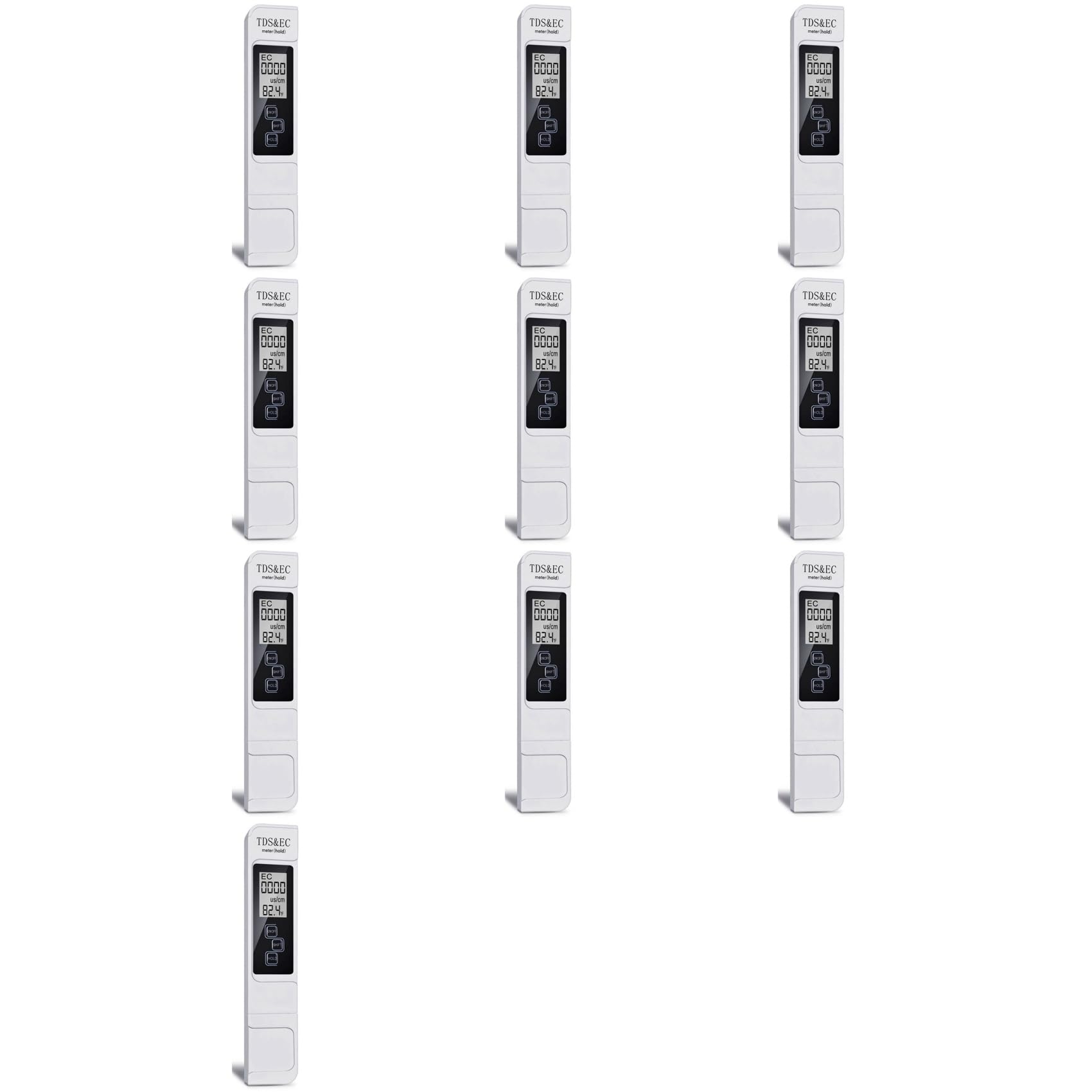 Jnchdghwa White 10X Tds Ec Meter Digital Water Quality Tester 0-9999 Ppm Measurement Range Water Purity Temperature Meter Tester