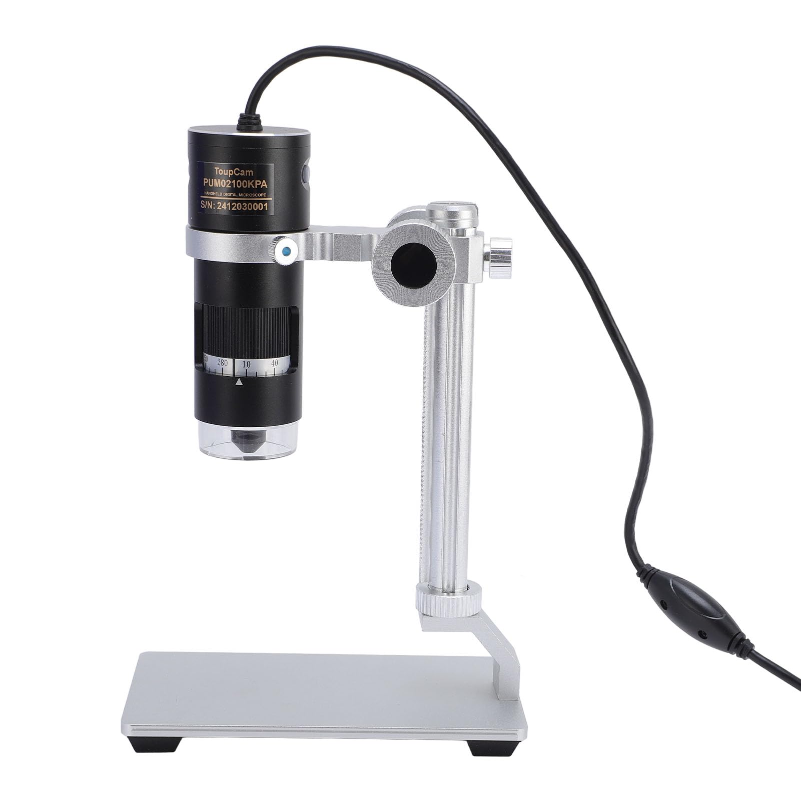 Mikroskop Cyfrowy USB, Kamera z Czujnikiem CMOS o Powiększeniu 10X i 280X, Mikroskop 2,1 MP z aluminiową podstawą 8 Diod LED dla Systemu Windows 7 8 10 Mac OS X 10 14 Studentów Inżynierów