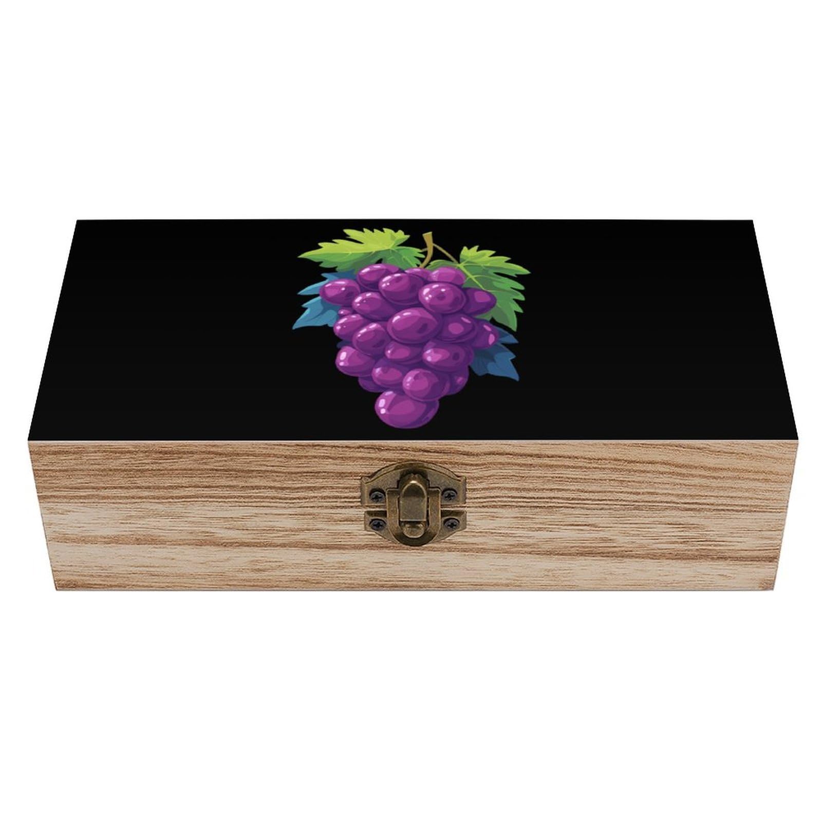 CGSBNGHA Grapes Wooden Storage Boxes with Lid Memory Box Decorative Organiser for Office And Home