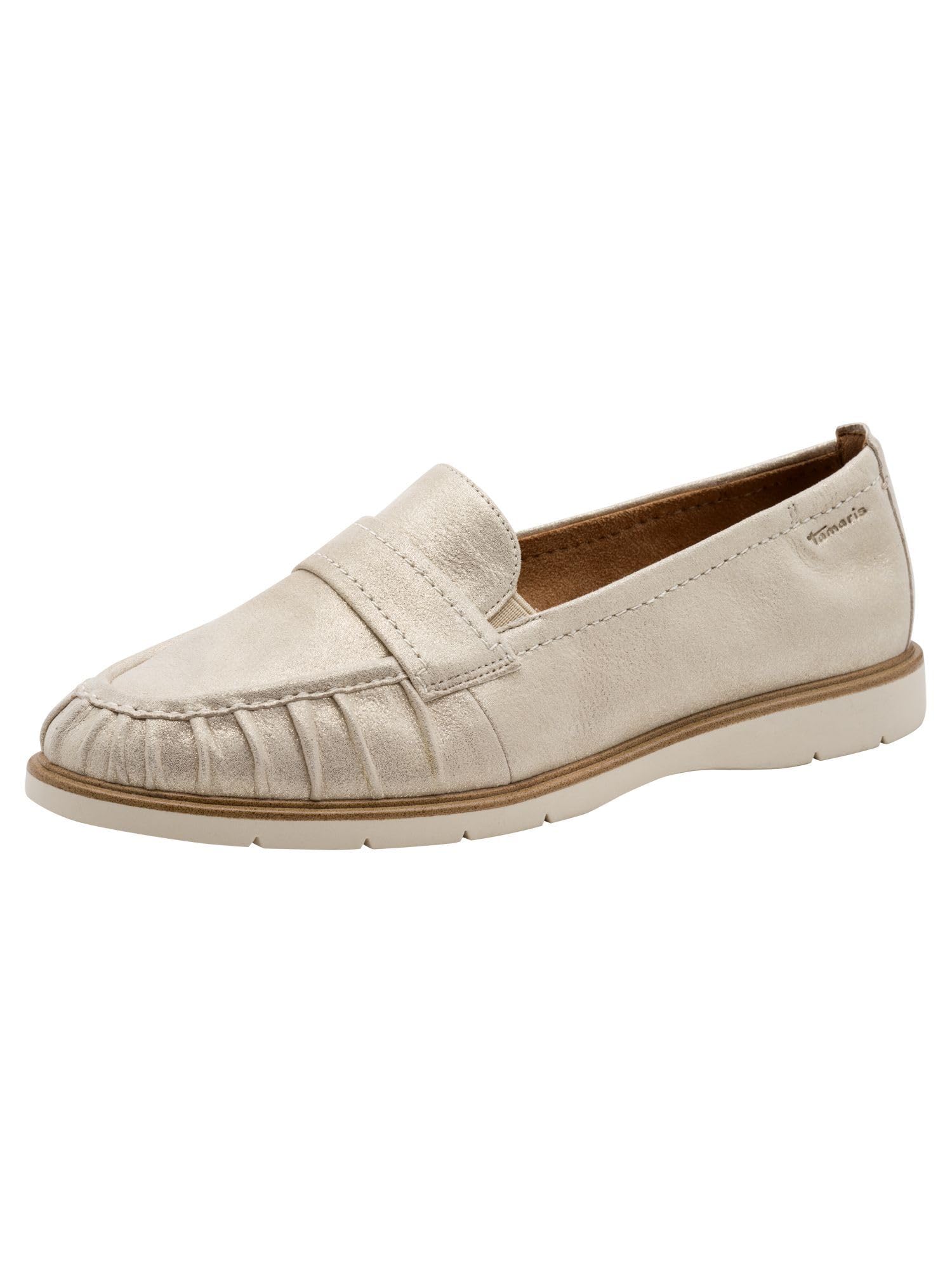 Tamaris Women's loafer flat leather beige 7.5 UK