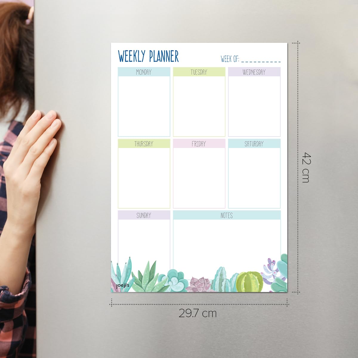 Joejis A3 Large Magnetic Weekly Planner Whiteboard Organiser - Easy Attach to Fridge - Family Calendar Meal Plan Chores Board - 4 Markers with Erasers - Portrait J275_Weekly_Whiteboard_Planner_V2