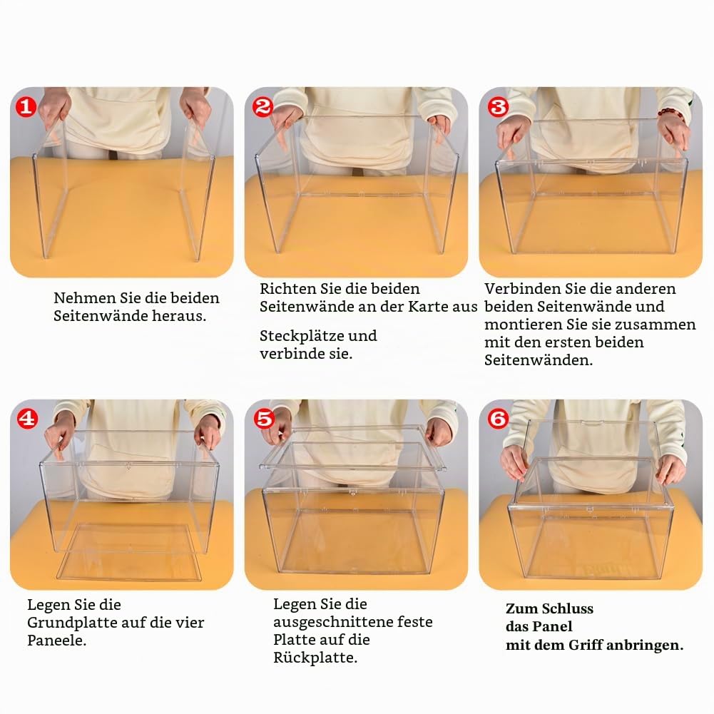4 Stück Acryl Vitrine Schaukasten Transparent, 40x25x30cm Aufbewahrungsbox Stapelbare Acrylbox Displaybox, Handtaschen Aufbewahrung Organizer, für Buch Spielzeug Kosmetik Schuhe Bücher