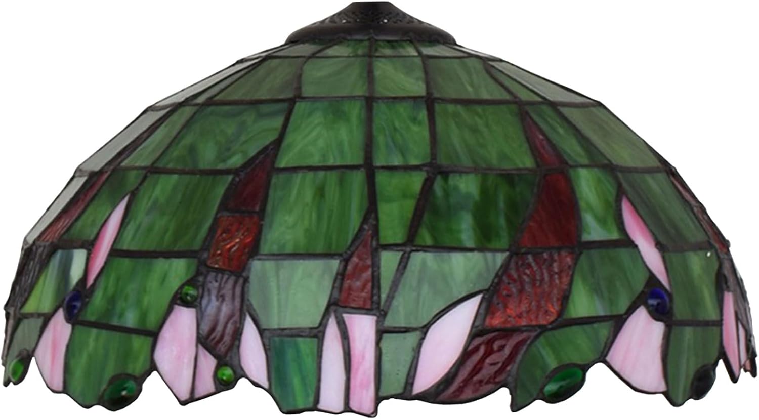 Tiffany Lamp Shade 16 Inch Wide Accessories Replacement Only Green Red Pink Stained Glass Lampshades Vintage Green Light Cover for Table Lamp Floor Lamp Pendant Light Ceiling Fixture