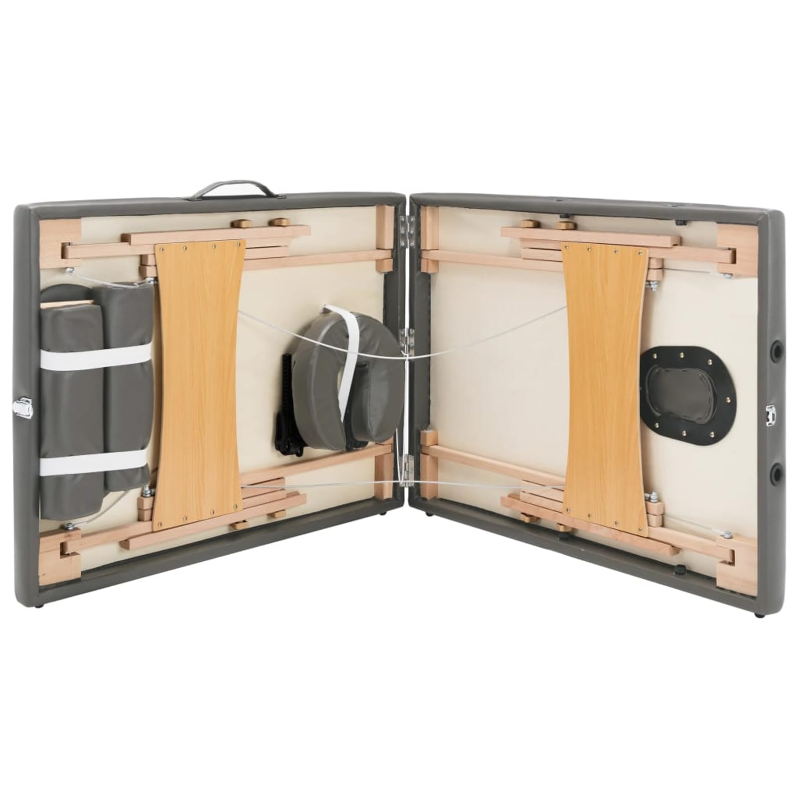 ZEYUAN Lettino da Massaggio 2 Zone Telaio in Legno Antracite 186x68cm,Salute e Bellezza,Cura della Persona,Massaggi e Relax,Lettini da massaggio-110171