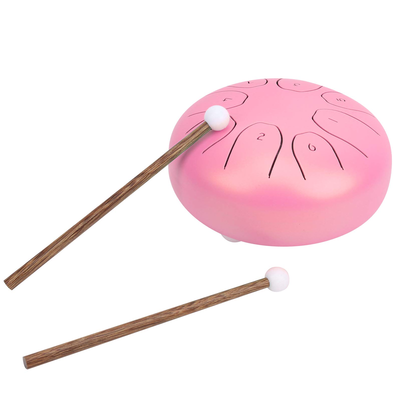 Tamburo Etereo da 5,5 Pollici, Mini Handpan con Lingua in Acciaio, Attrezzatura Musicale Premium per Principianti, Materiale in Acciaio Al Carbonio (Rosa)