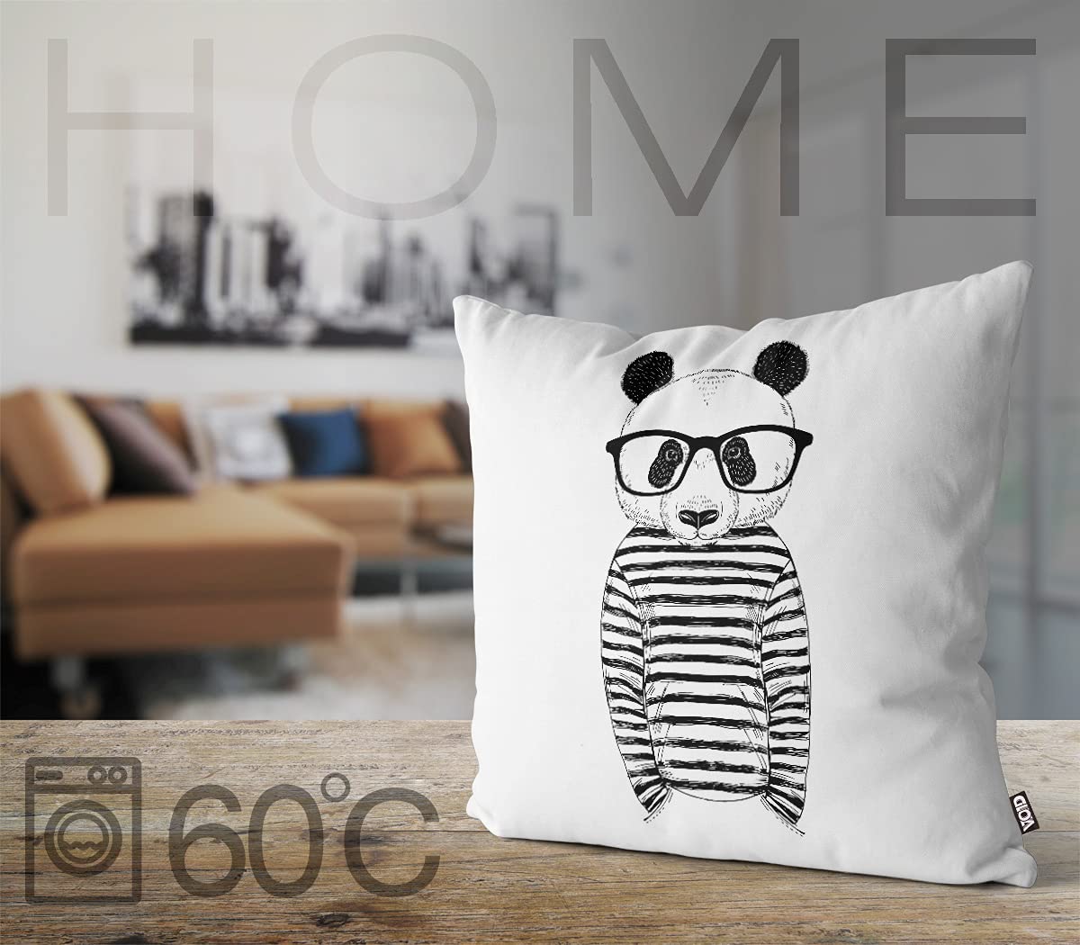 VOID Smart Panda Brille Kissenbezug Kissenhülle Sofakissen Kissen Deko Outdoor-Kissen Dekokissen, Kissen Größe:60 x 60 cm