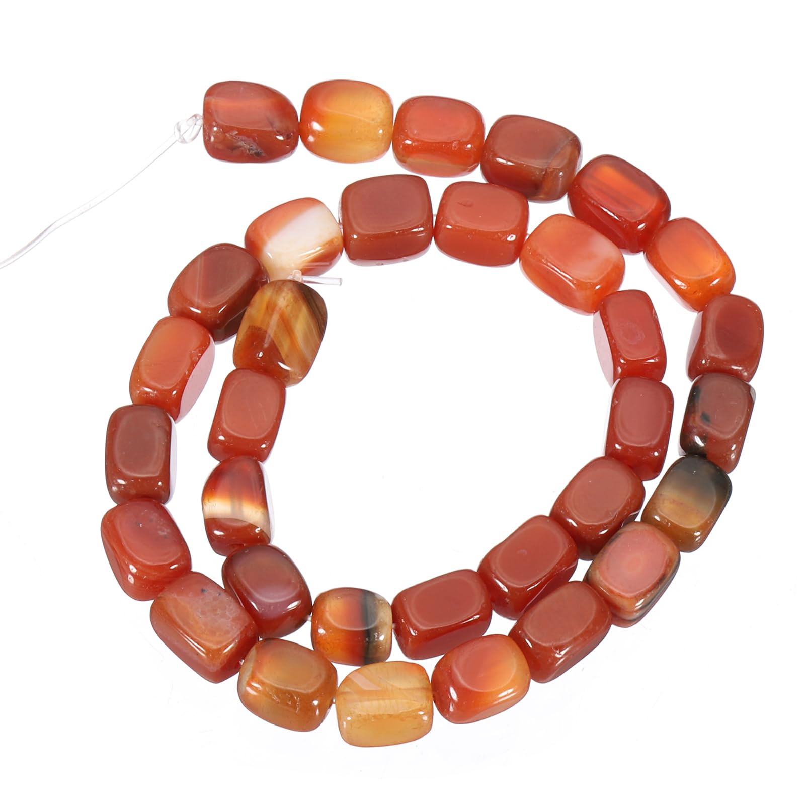 PATIKIL 12x8mm Natural Stone Reddish Orange Crystal Agate Beads for Jewelry Making 1 Strand 15"/38cm Cuboid Loose Spacer Beads - Image 4