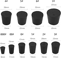 Vista 2 de Paquete de 27 (10 tamaños surtidos) 000# - 7# - Tapones cónicos de goma sólida para laboratorio