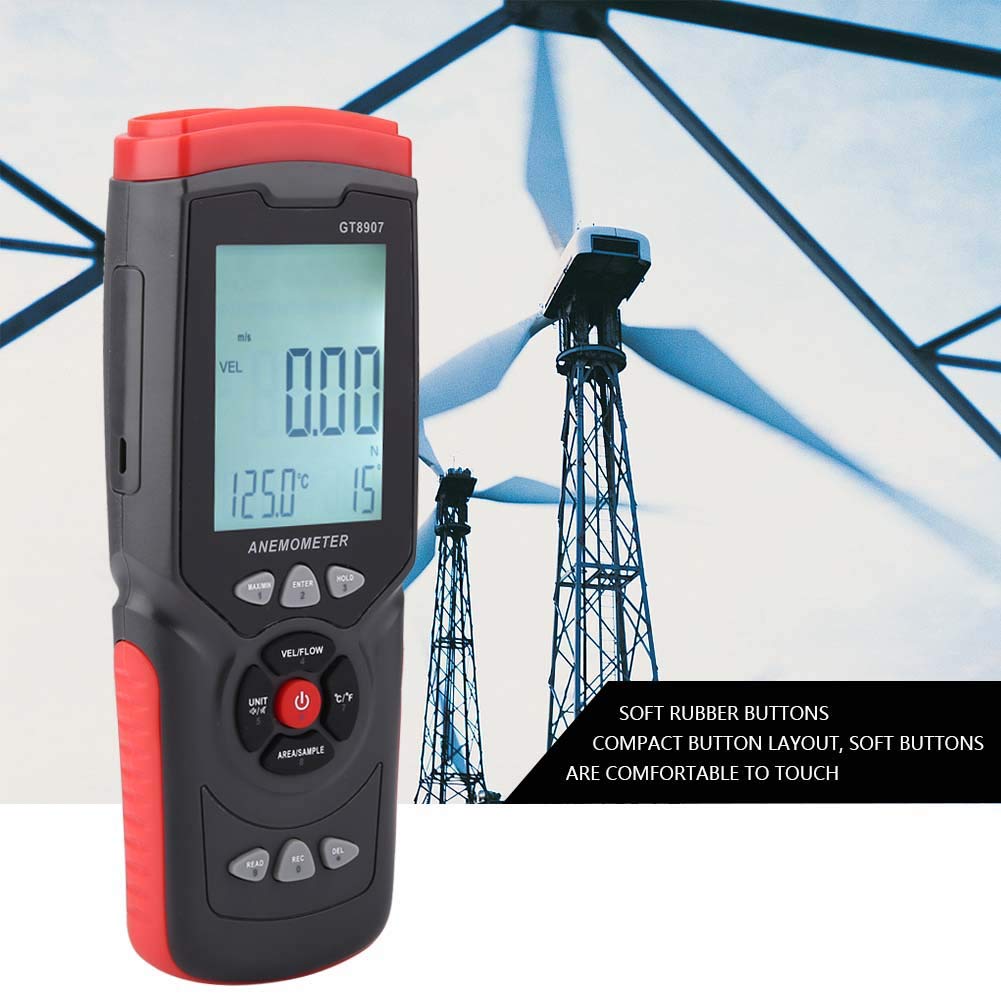 Anemómetro Digital GT8907, Medidor Preciso de Velocidad del Viento, Probador de Temperatura Multifunción para Uso Doméstico y de Fábrica, Diseño USB Compacto