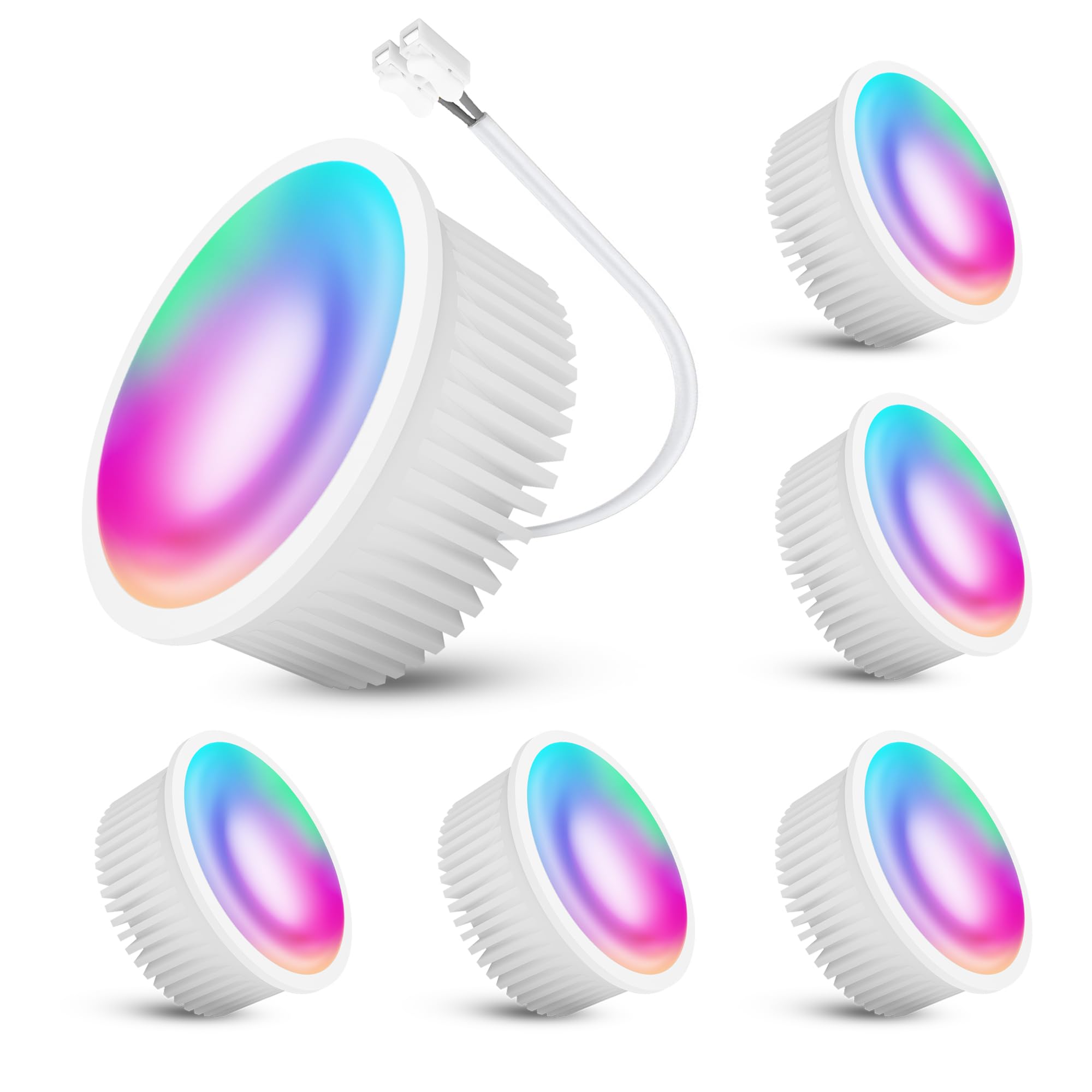 SSC-LUXon 6 Stück Modul Smart Home WiFi LED Lampe flach RGB CCT dimmbar App- & Sprachsteuerung
