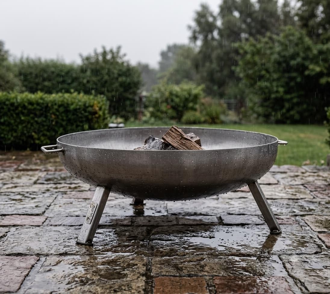 Feuerschale Garten 64,5 cm – Stahl Feuerstelle für Garten, Terrasse & Camping, 3 stabile Standbeine, zerlegbar & tragbar, Outdoor Feuerschale zum Grillen
