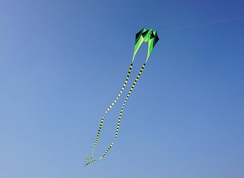 Miniatura 7 de Besra Cometa grande de rana fluida de diamante 3D de una sola línea con 2 colas largas, deportes divertidos al aire libre para niños y adultos