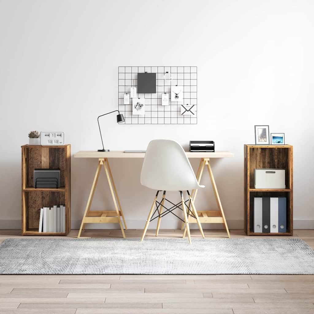 Ensemble Meuble TV Bois Ancien 2 pièces avec étagères murales 72 x 35 x 36,5 cm pour Salon séjour Chambre Rangement Console Support Audio vidéo
