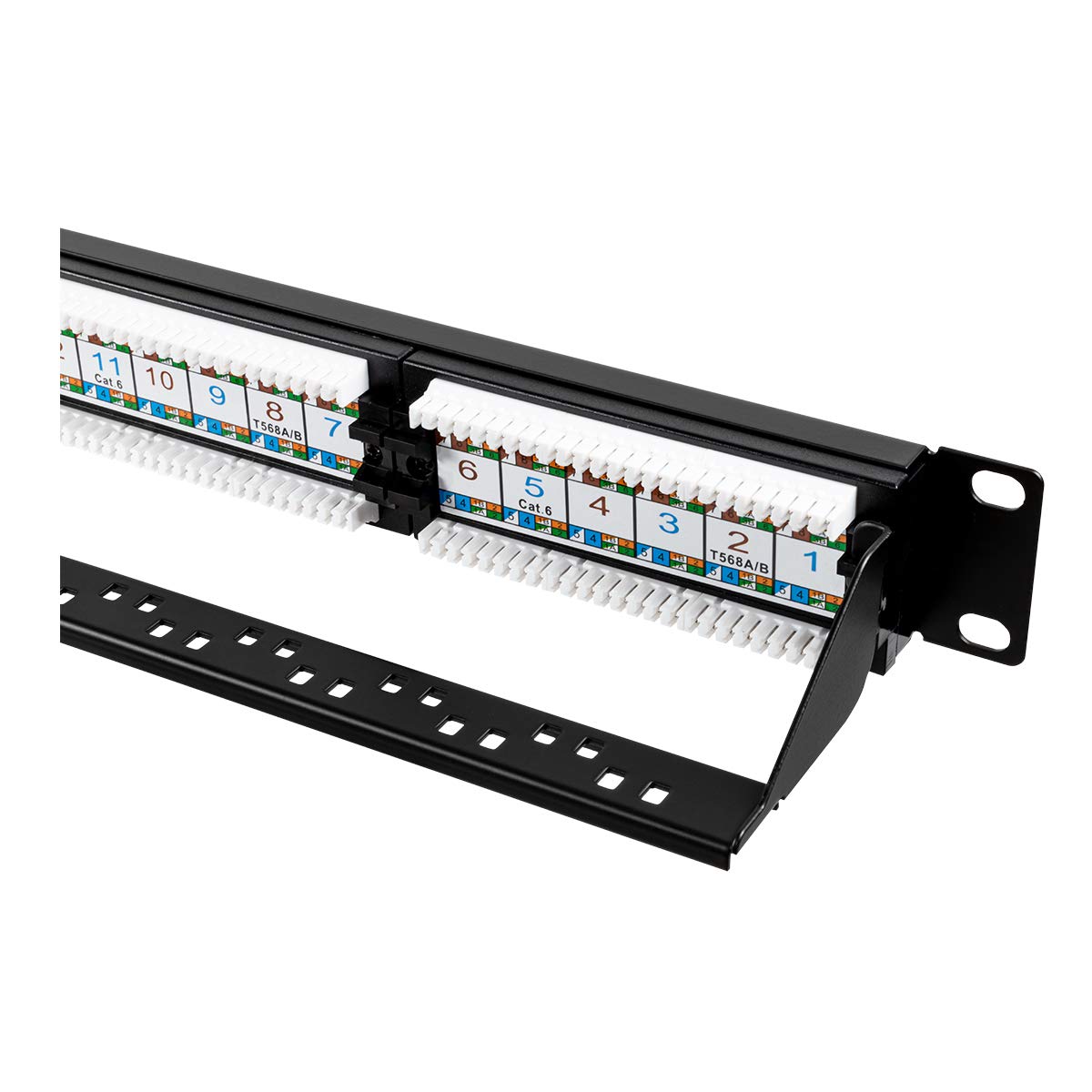 Aiten Data Patch Panel, Pannello di Patch, 1U 24 Porte Cat 6 UTP Armadio Rack
