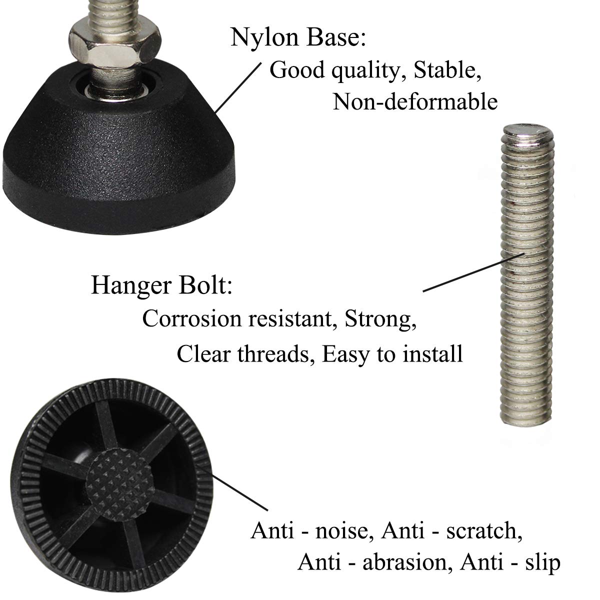 Sopicoz Swivel M8 Leg Levelers Adjustable Leveling Feet Adjustable