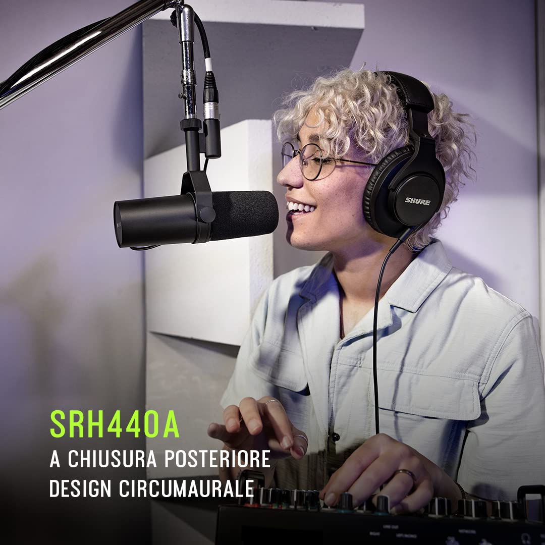 Shure SRH440A Cuffie cablate per over -ear per monitoraggio e registrazione, grado di studio professionale, risposta in frequenza avanzata, versione 2022