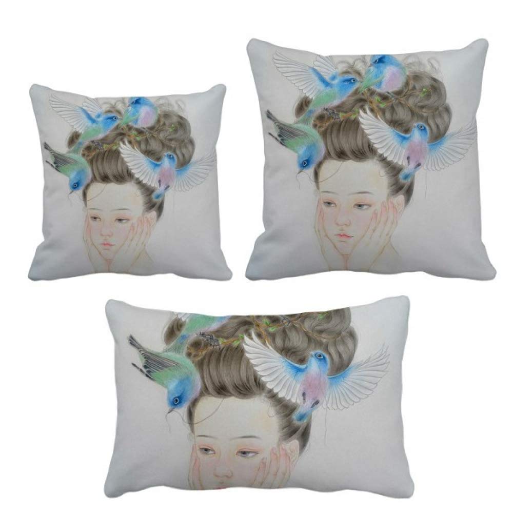 Parure de coussin oiseau bleu DIYthinker pour decoration salon