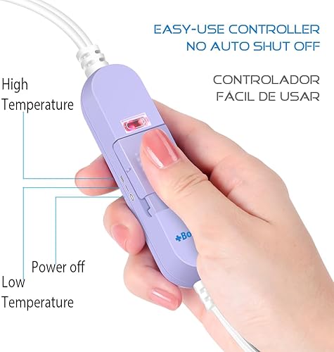 Miniatura 5 de Boncare Almohadilla térmica grande sin apagado automático para calambres y alivio del dolor de espalda, ajustes de temperatura alta y baja,