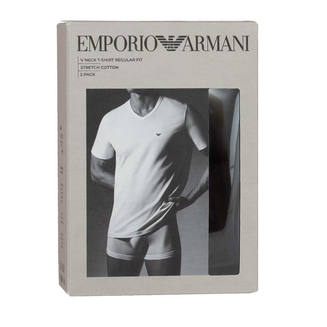 Emporio Armani 2-pak T-shirt z dekoltem w serek Mężczyźni Core Logoband 2-pack T-shirt