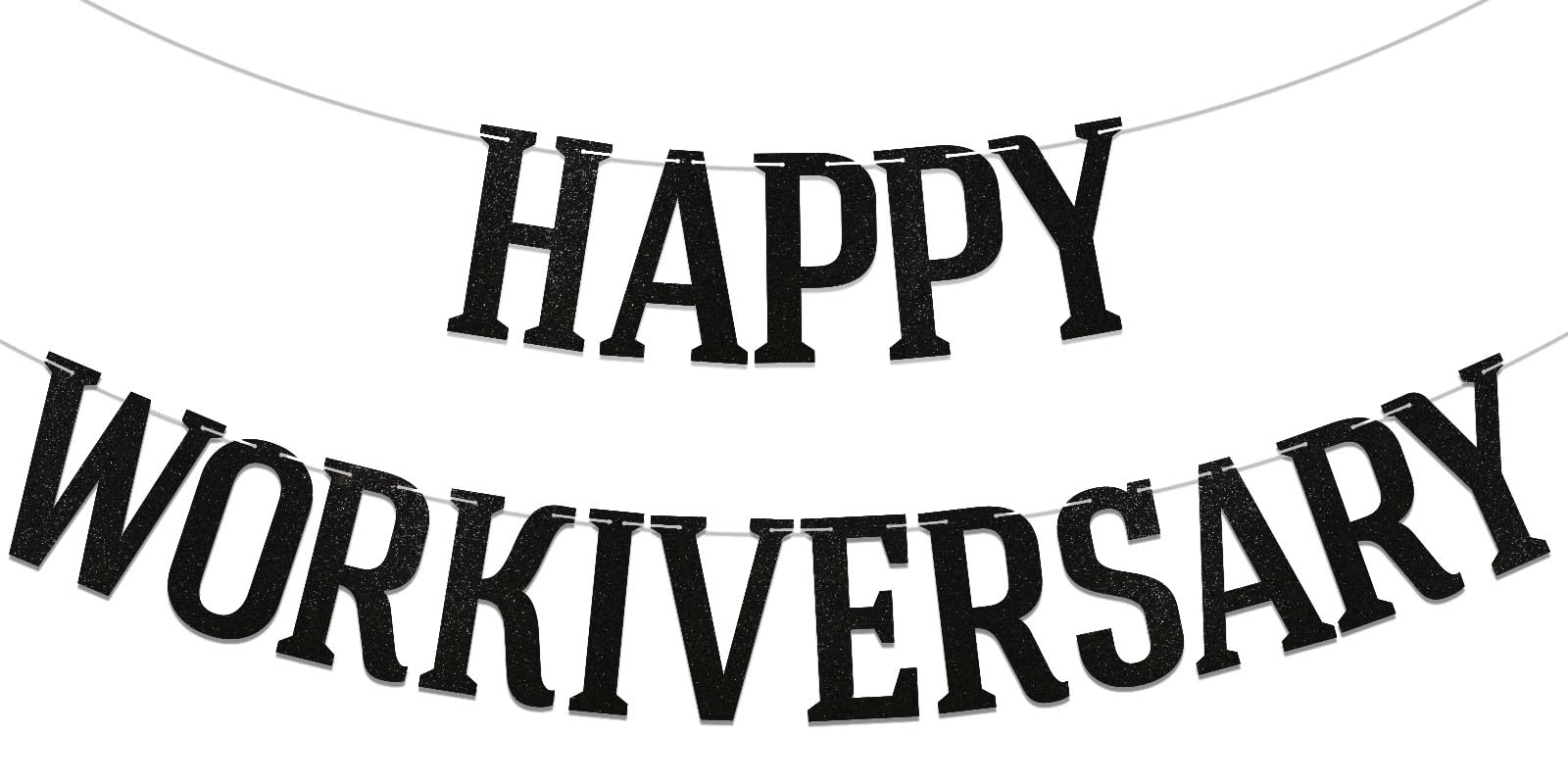 Happy Workiversary Banner, Work Anniversary Decorations, Work Party Office Party Decor, Happy Work Anniversary Party Decoration Supplies Black Glitter