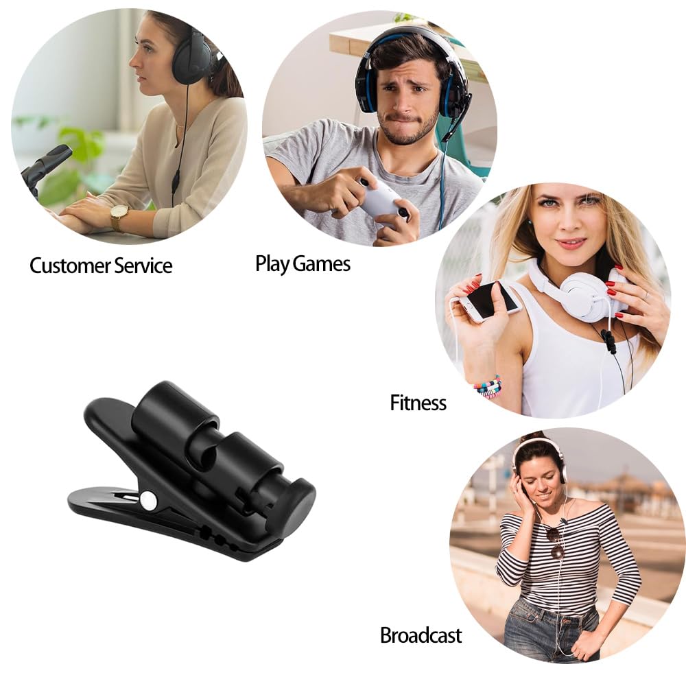 4 Pezzi Clip per Cavo per Auricolare Morsetto per Filo per Cuffie Ruotabile a 360°Morsetti in Plastica per Cuffie Cablate per Lavoro Sport e Uso Quotidiano