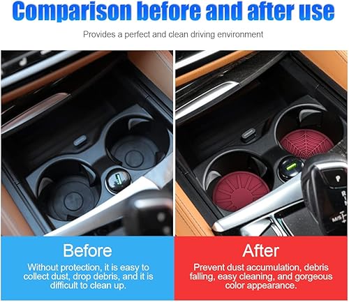 Miniatura 4 de Paquete de 4 posavasos de automóvil para portavasos de automóvil de 2.68 pulgadas de silicona antideslizante de inserción automática, tapetes