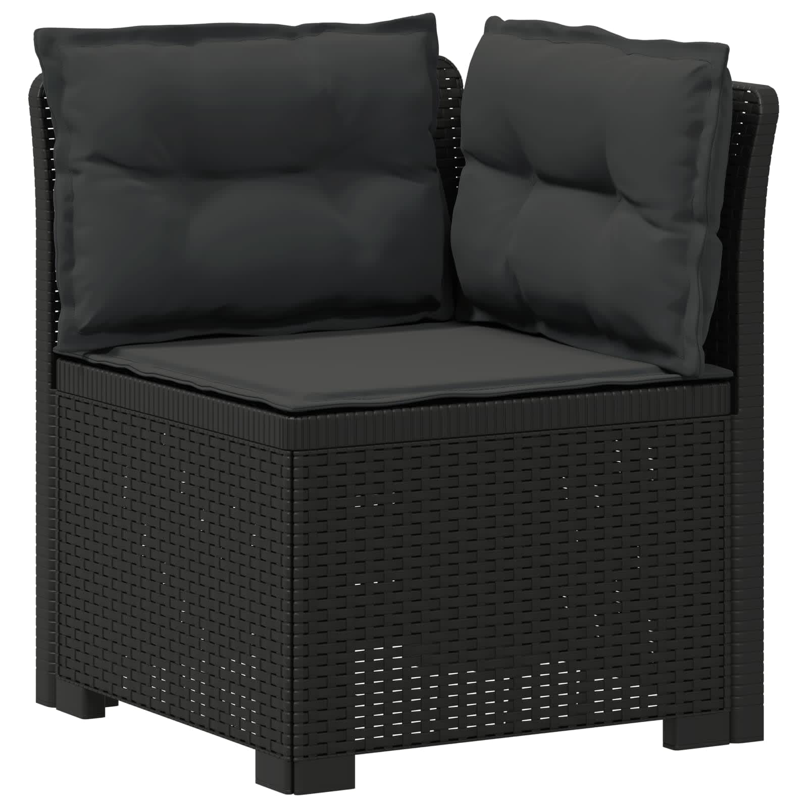 Set da giardino, 4 posti, effetto rattan, colore: antracite | Set lounge modulare per esterni in robusta plastica PP con cuscini e tavolo per terrazzo, balcone o veranda.