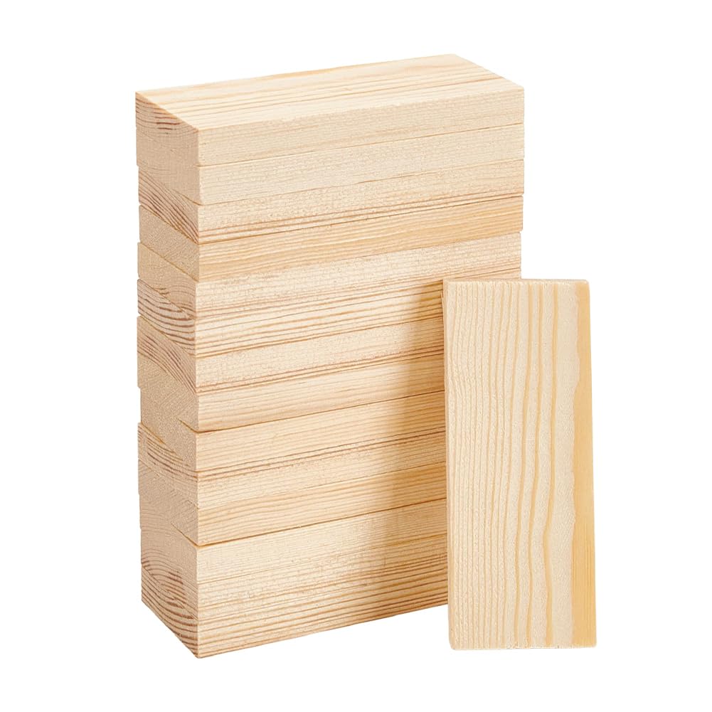 OLYCRAFT 15Pcs Unfinished Wood Rectangle Board 10x4x1cm Unfinished Wooden Blocks Wood Boards Sheets Carving Blocks Solid Wooden Block for Art and Crafts Engraving Painting DIY Projects