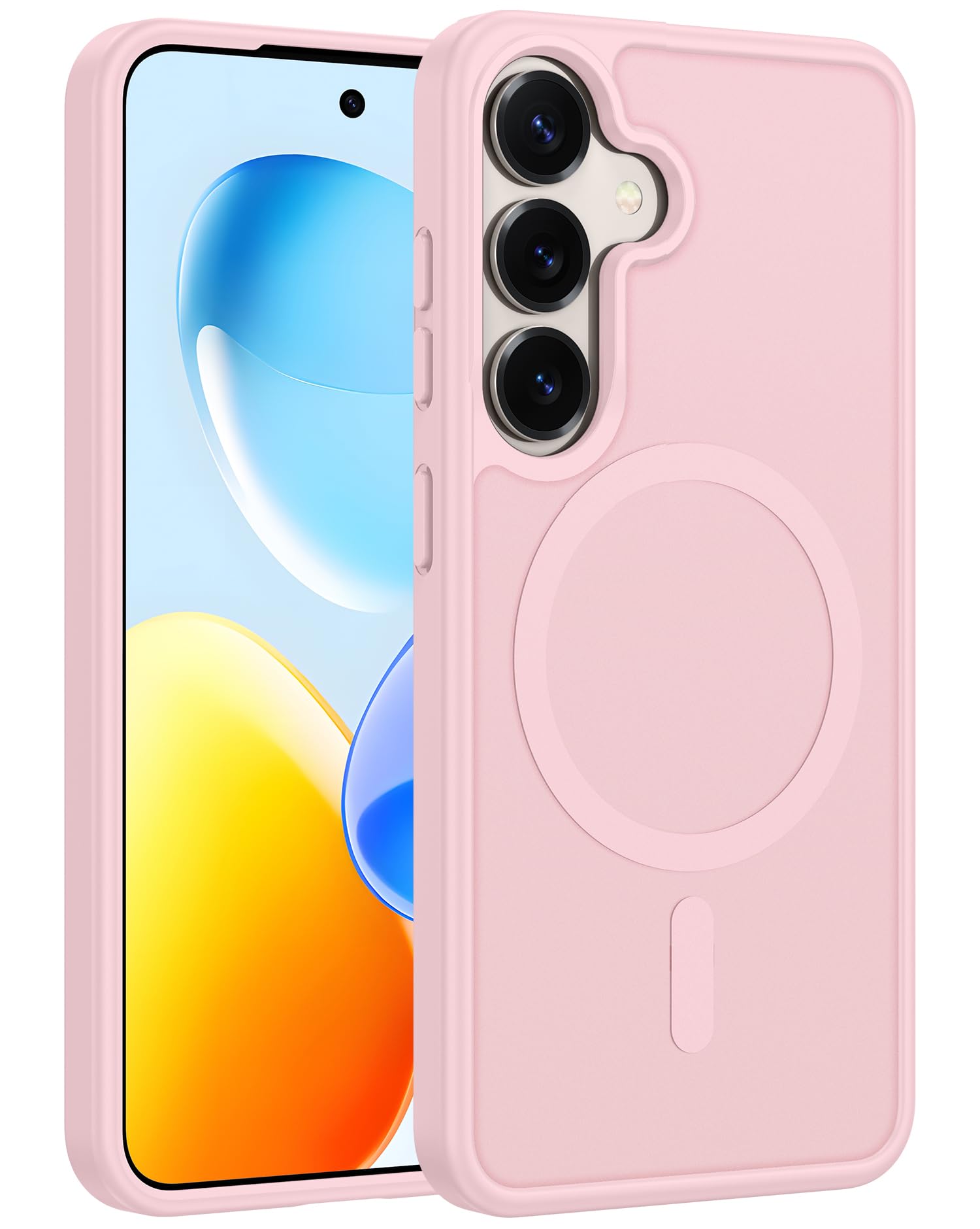 FNTCASE for Samsung Galaxy S25 Case: for Galaxy S24 Cases Magnetic Military Grade Drop Protection Translucent Cell Phone Cover - Slim Durable Shockproof Protective Bumper Cases- 6.2 inches (Pink)