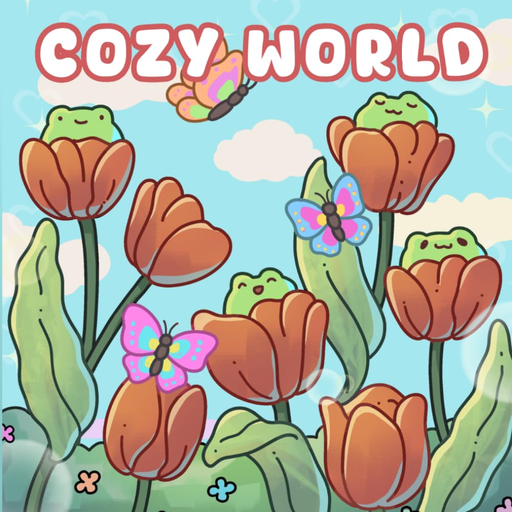 COZY WORLD: Bold and Easy Coloring Book Featuring Cute Animals in Whimsical Everyday Spaces for Kids and Adults