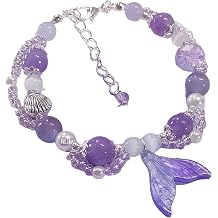 Purple Beaded Bracelets for Women Mermaid Tail Bracelet