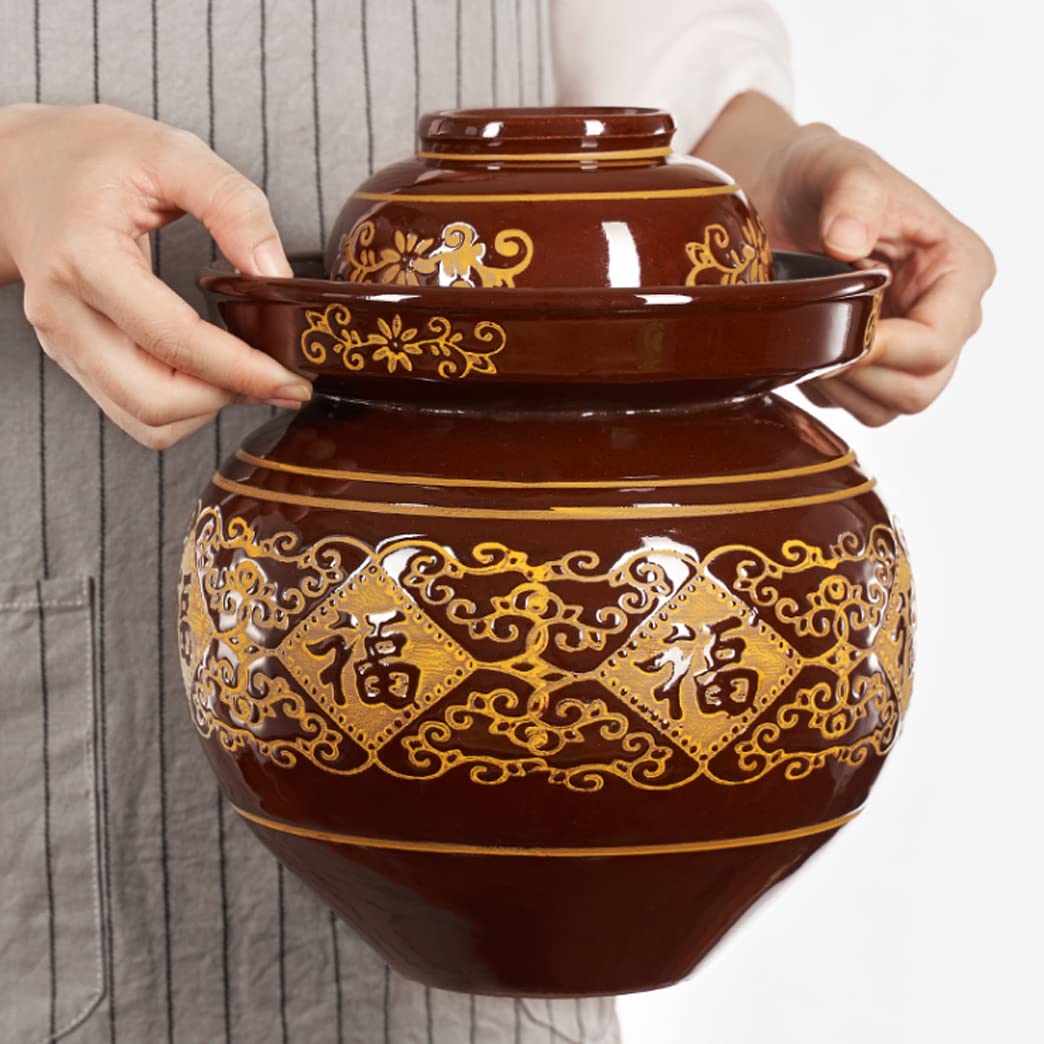 Tradycyjny chiński chiński ceramiczny słoik do fermentacji słoik do marynowania z uszczelką wodną pokrywką śluzy powietrznej, duże zagęszczone ceramiczne pojemniki na garnki Kimchi,Słoiki na