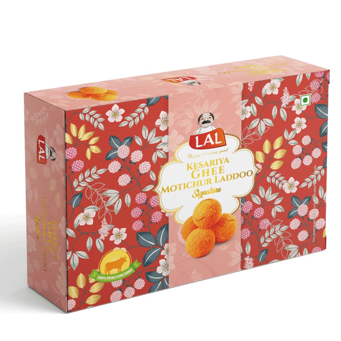 Lal Sweets Kesariya Ghee Motichur Laddoo 400g | Authentic Indian Mithai | Soft Boondi Laddu Ladoo with Pure Desi Ghee & Kesar | Traditional Sweets Box for Festivals, Gifts & Celebrations