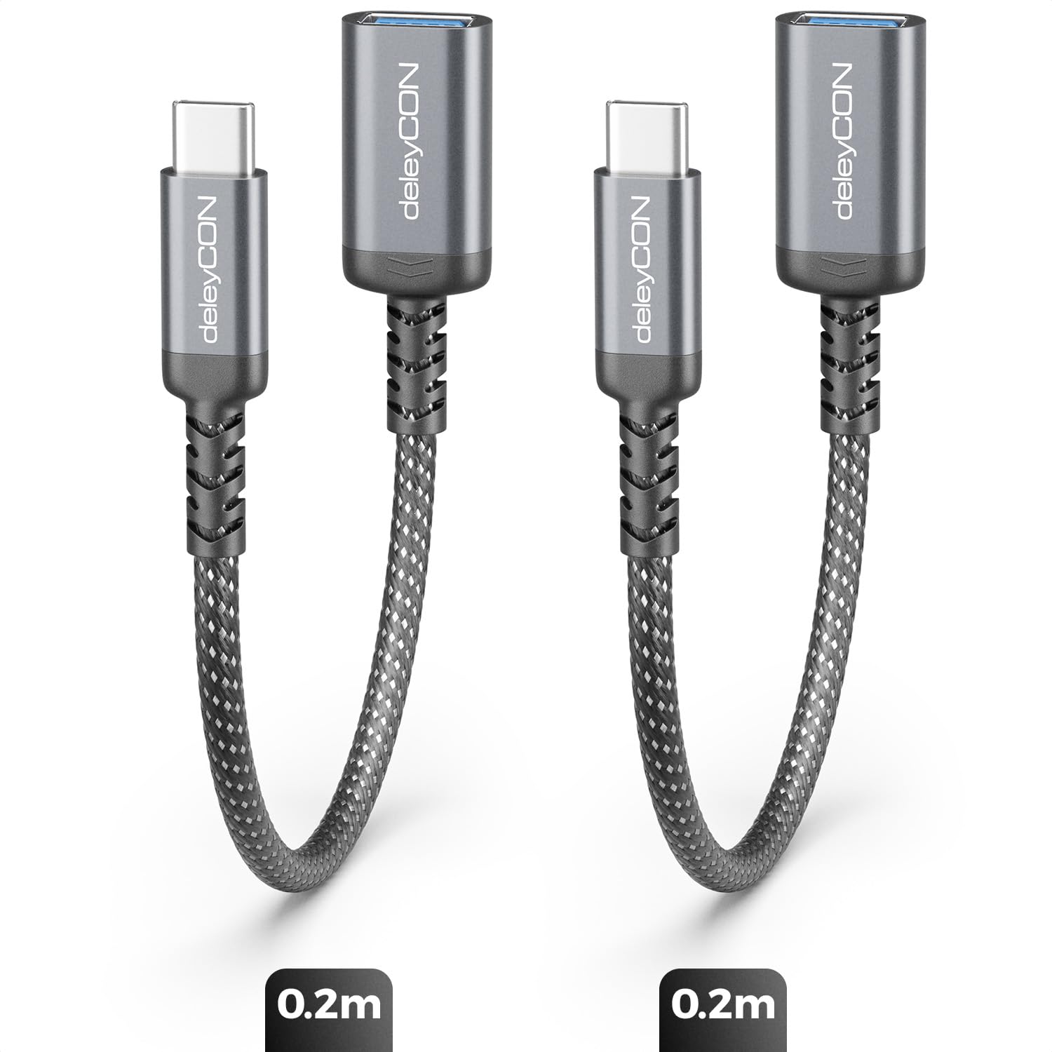 deleyCON 2x Adattatore USB-C a USB 10 Gbps OTG - Spina C a Presa A - Cavo per iPhone 17/16/15 Air/Pro/Max, Galaxy S25/S24/S23, A56, A16, Tablet, MacBook, iMac, iPad, Notebook ecc.