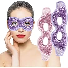 Ruzzut Cooling Gel Eye Mask with Eye Holes, 2 PCS Cold Eye Packs for Puffiness &amp; Swelling, Reusable Hot Cold Compress Heat Ice Gel Pack, Purple and Pink