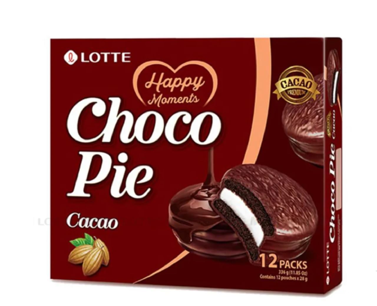 2 Packs - Green Tea Choco Pie Cake - Banh Tra Xanh Choco Pie - 12 Cakes per Boxes with 2 Boxes per Order - Product of South Korea