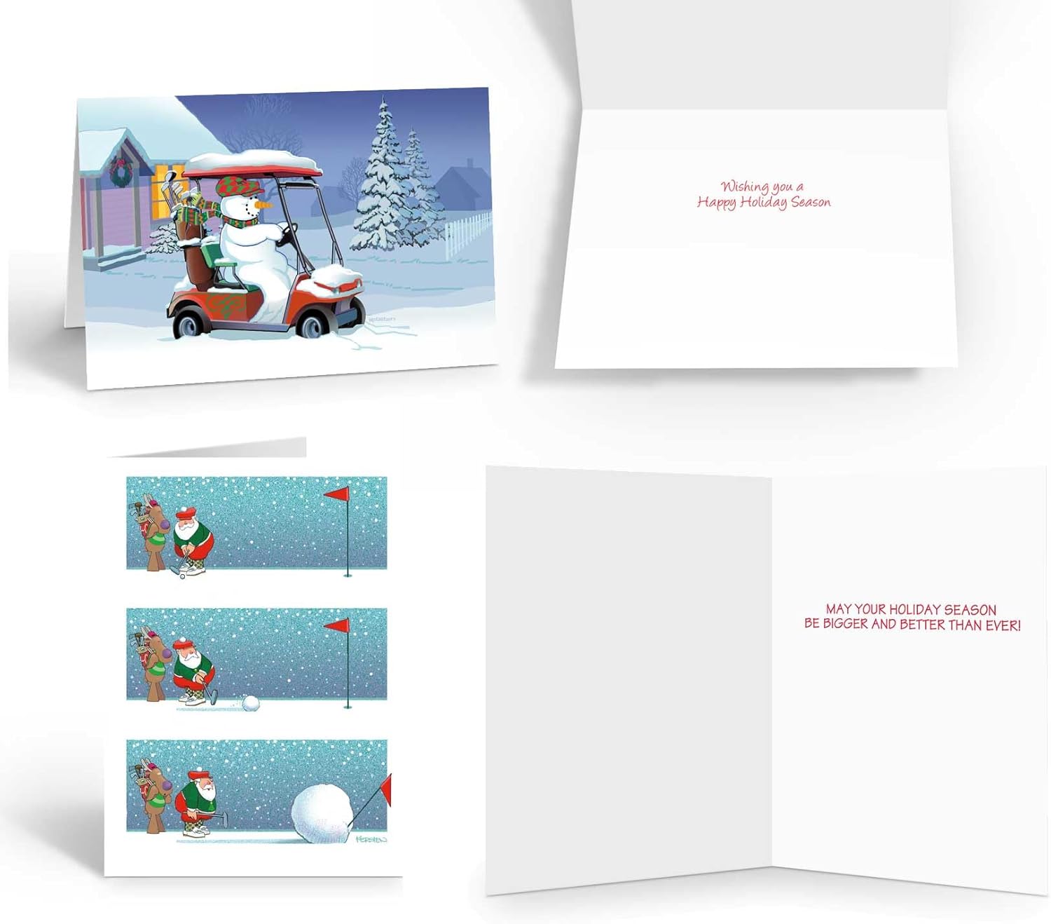 Stonehouse Collection Box Set of Golf Christmas Card Variety Pack 24 Cards & Envelopes - Funny Holiday Golf Cards (Pack of 2)