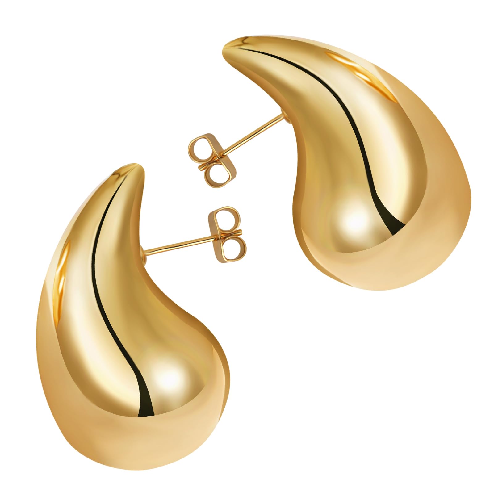LWMTTPendientes Mujer,Pendientes de Gota de Agua, 18K Chapado Aretes de Aro Gruesos de Oro, Mujer Hipoalergénicos Dorados Aretes,Regalo San Valentín,Navidad
