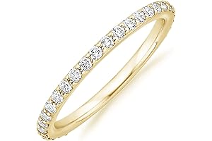 14K Gold Plated Cubic Zirconia Diamond Stackable Eternity Bands for Women