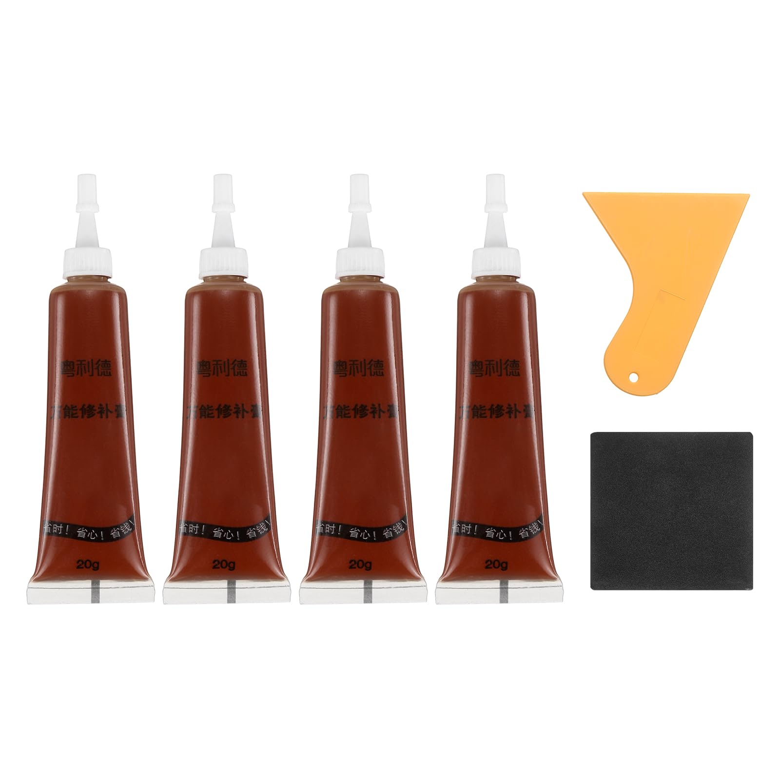 sourcing map Wood Repair Kit, 4 Pcs Touch Up Filler Wood with Scraper Sandpaper for Scratches Holes Crack Tables Desks Wooden Floors Repair Cover Ups, Pearl