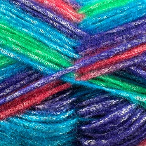 Image of Colorful Self-Striping Multicolor Fuzzy with Subtle Sheen Yarn, 56% Polyester 44% Acrylic, Each 3.53Oz(100 gr) / 252yds(230m) (No.4) (2 Skeins)